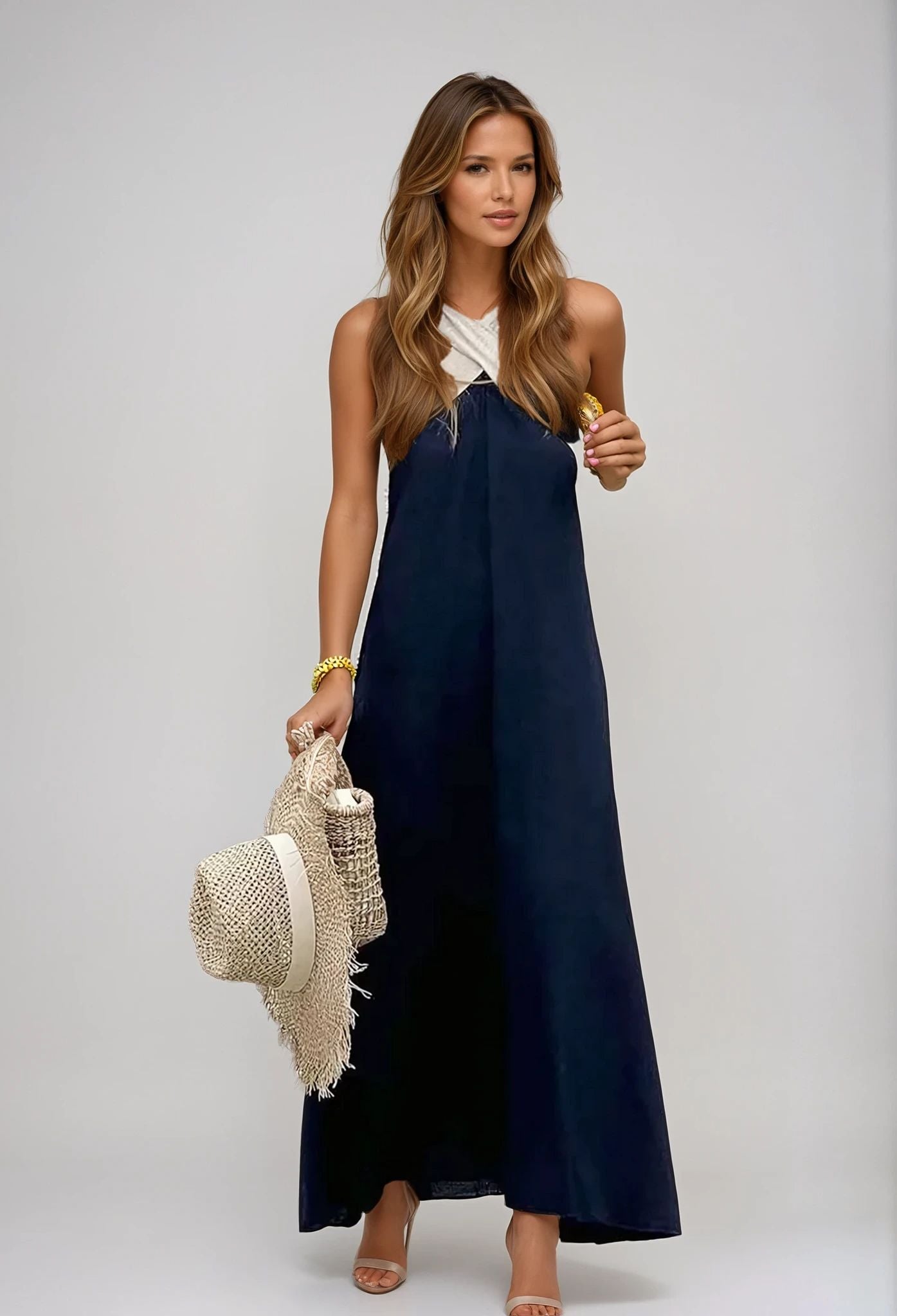 Lauren™ - Loose Long Dress with Crossover Neckline